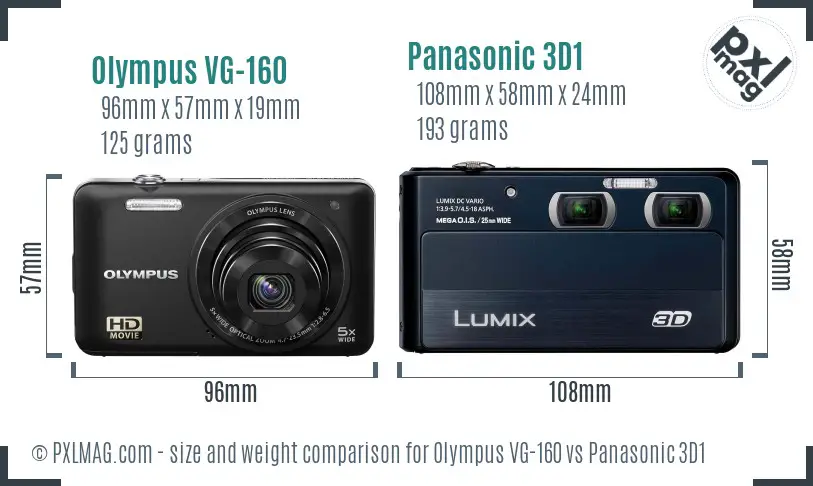 Olympus VG-160 vs Panasonic 3D1 size comparison