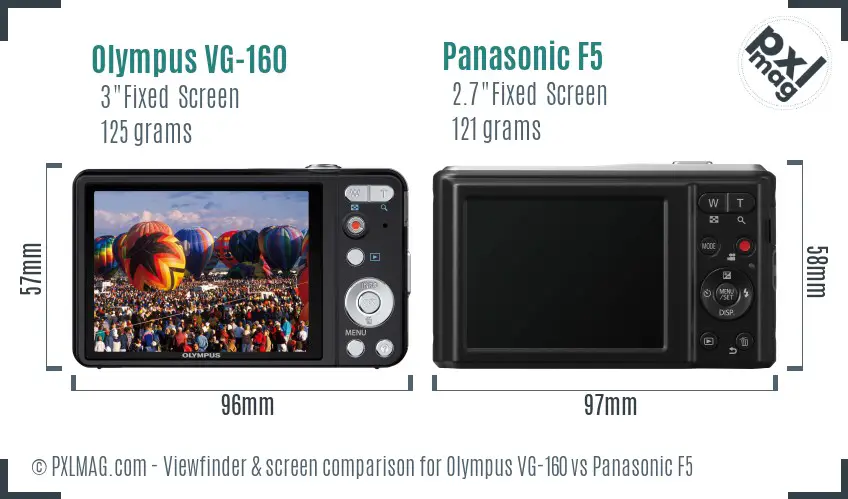 Olympus VG-160 vs Panasonic F5 Screen and Viewfinder comparison