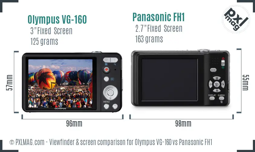 Olympus VG-160 vs Panasonic FH1 Screen and Viewfinder comparison