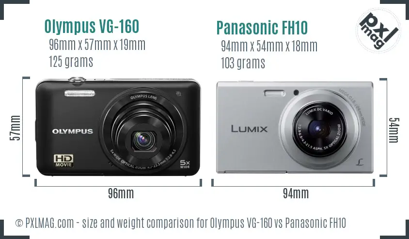 Olympus VG-160 vs Panasonic FH10 size comparison