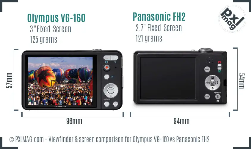 Olympus VG-160 vs Panasonic FH2 Screen and Viewfinder comparison