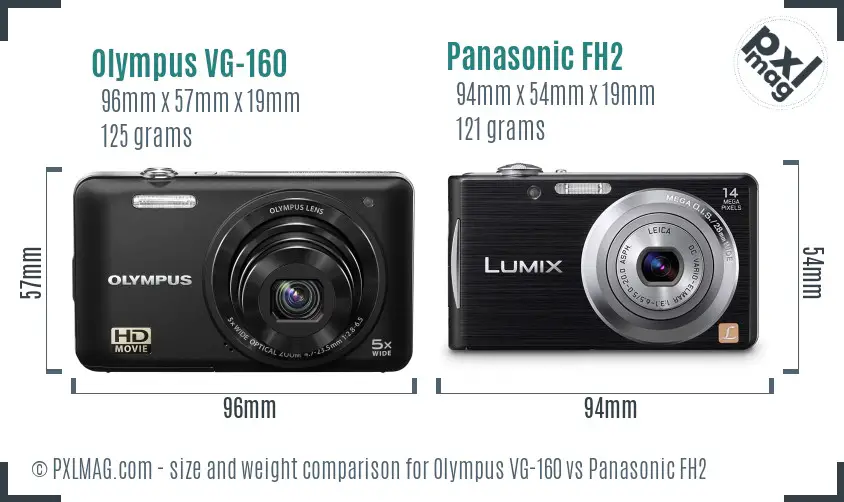 Olympus VG-160 vs Panasonic FH2 size comparison