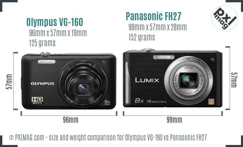 Olympus VG-160 vs Panasonic FH27 size comparison