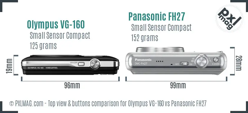 Olympus VG-160 vs Panasonic FH27 top view buttons comparison