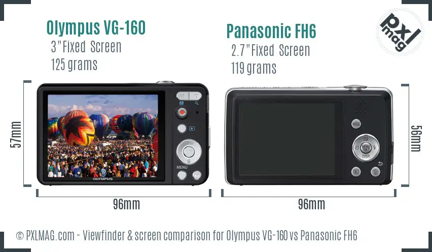 Olympus VG-160 vs Panasonic FH6 Screen and Viewfinder comparison