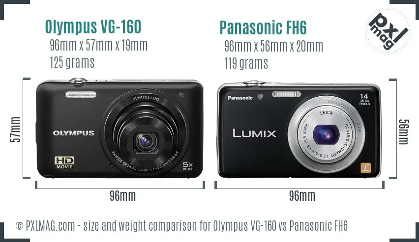 Olympus VG-160 vs Panasonic FH6 size comparison
