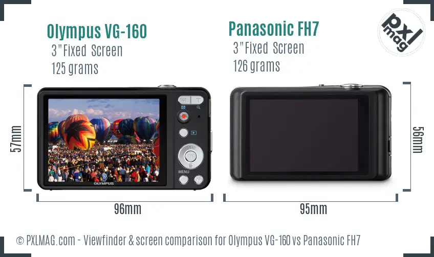 Olympus VG-160 vs Panasonic FH7 Screen and Viewfinder comparison