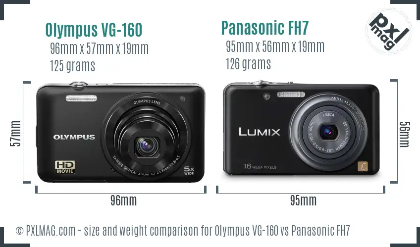 Olympus VG-160 vs Panasonic FH7 size comparison