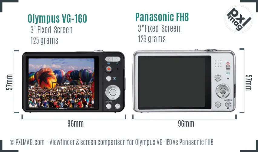 Olympus VG-160 vs Panasonic FH8 Screen and Viewfinder comparison