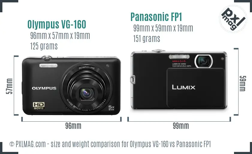Olympus VG-160 vs Panasonic FP1 size comparison