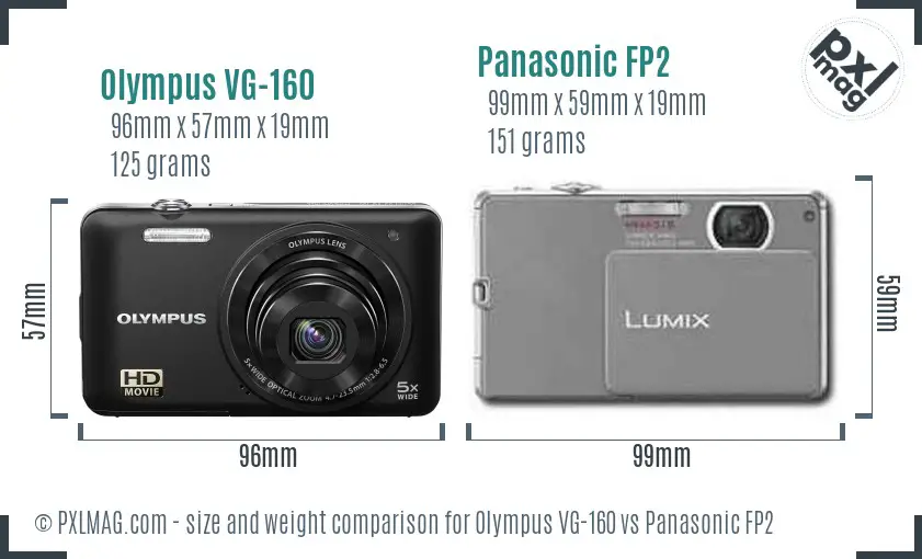 Olympus VG-160 vs Panasonic FP2 size comparison