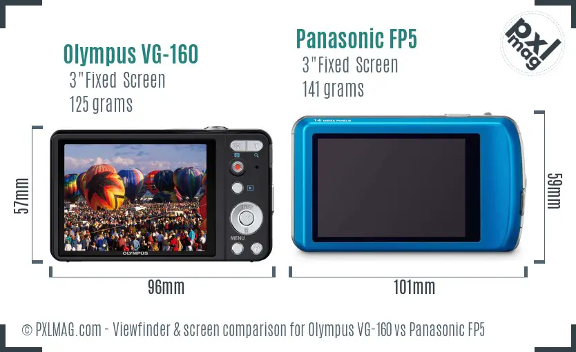 Olympus VG-160 vs Panasonic FP5 Screen and Viewfinder comparison