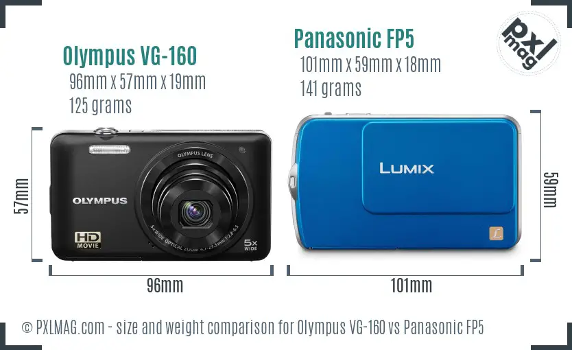 Olympus VG-160 vs Panasonic FP5 size comparison