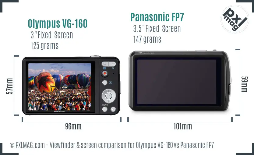 Olympus VG-160 vs Panasonic FP7 Screen and Viewfinder comparison