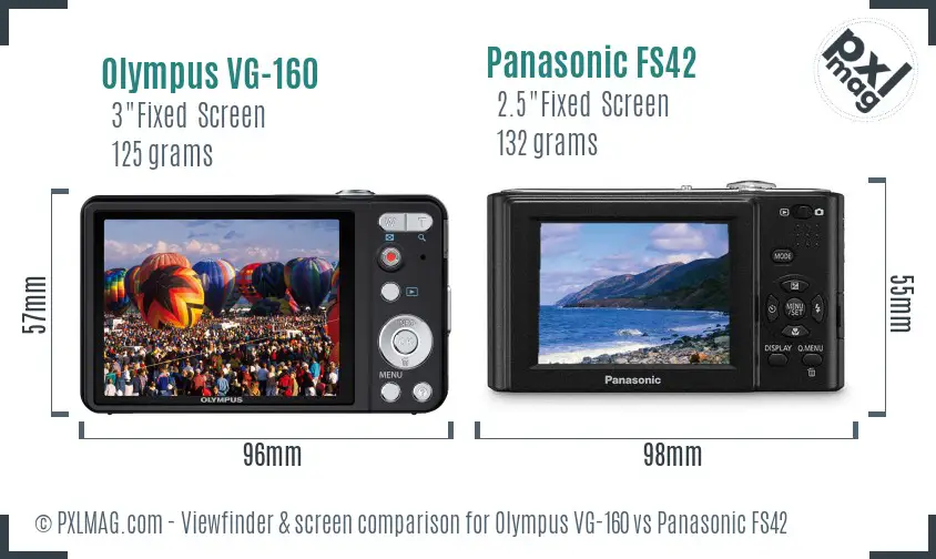 Olympus VG-160 vs Panasonic FS42 Screen and Viewfinder comparison