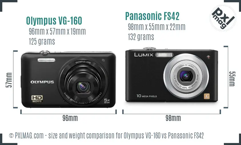 Olympus VG-160 vs Panasonic FS42 size comparison