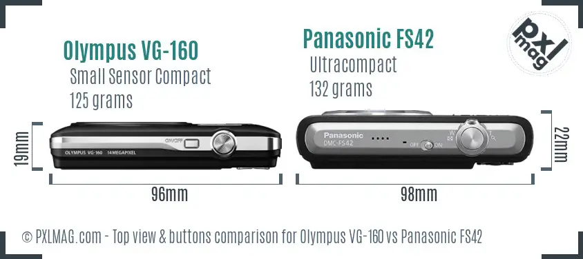 Olympus VG-160 vs Panasonic FS42 top view buttons comparison