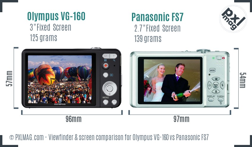 Olympus VG-160 vs Panasonic FS7 Screen and Viewfinder comparison
