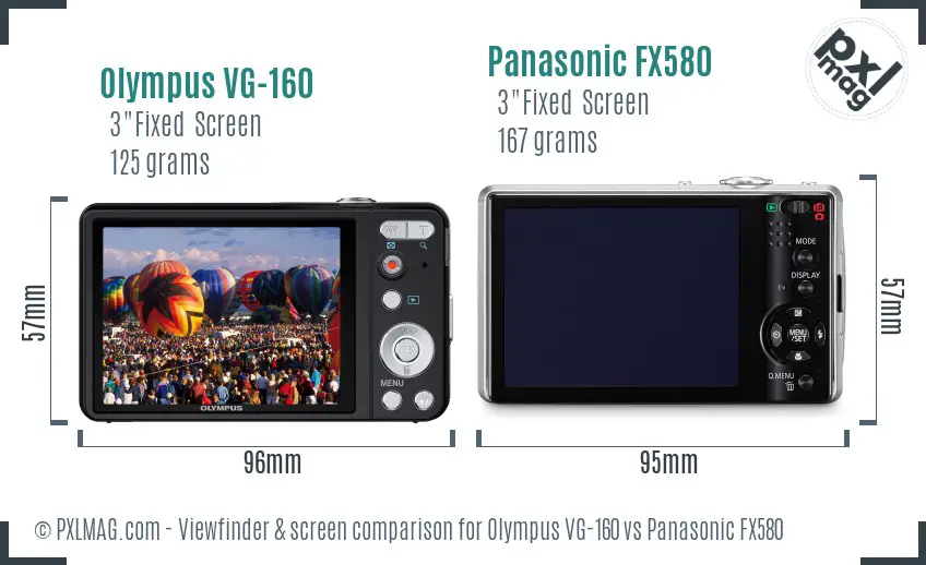 Olympus VG-160 vs Panasonic FX580 Screen and Viewfinder comparison Olympus VG-160 vs Panasonic FX580 Screen and Viewfinder comparison