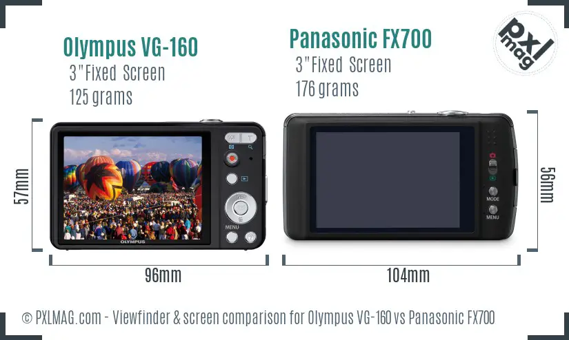 Olympus VG-160 vs Panasonic FX700 Screen and Viewfinder comparison
