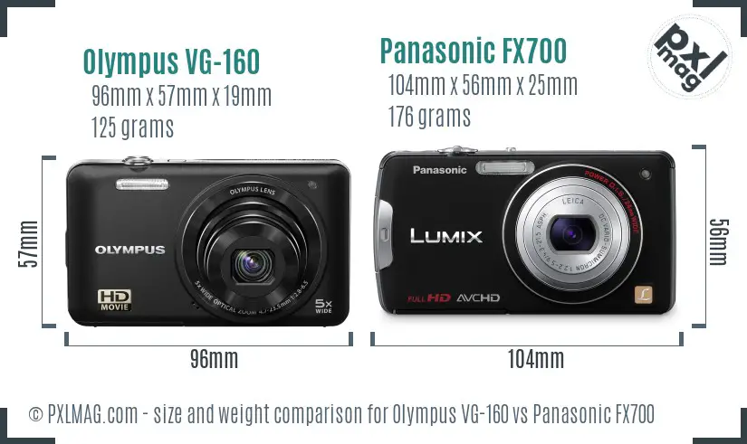 Olympus VG-160 vs Panasonic FX700 size comparison