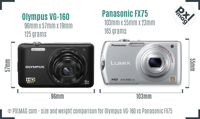 Olympus VG-160 vs Panasonic FX75 size comparison