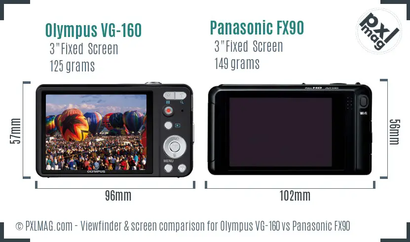 Olympus VG-160 vs Panasonic FX90 Screen and Viewfinder comparison Olympus VG-160 vs Panasonic FX90 Screen and Viewfinder comparison