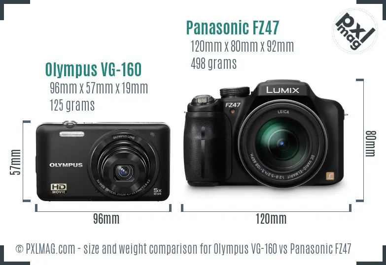 Olympus VG-160 vs Panasonic FZ47 size comparison