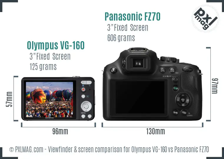 Olympus VG-160 vs Panasonic FZ70 Screen and Viewfinder comparison Olympus VG-160 vs Panasonic FZ70 Screen and Viewfinder comparison