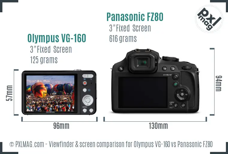 Olympus VG-160 vs Panasonic FZ80 Screen and Viewfinder comparison Olympus VG-160 vs Panasonic FZ80 Screen and Viewfinder comparison