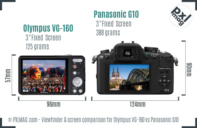 Olympus VG-160 vs Panasonic G10 Screen and Viewfinder comparison