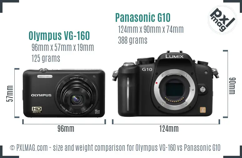 Olympus VG-160 vs Panasonic G10 size comparison