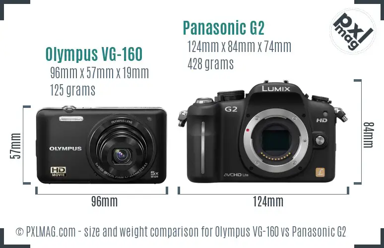 Olympus VG-160 vs Panasonic G2 size comparison