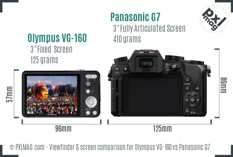 Olympus VG-160 vs Panasonic G7 Screen and Viewfinder comparison Olympus VG-160 vs Panasonic G7 Screen and Viewfinder comparison
