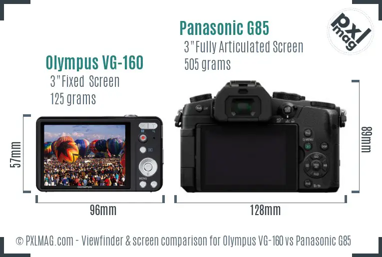 Olympus VG-160 vs Panasonic G85 Screen and Viewfinder comparison Olympus VG-160 vs Panasonic G85 Screen and Viewfinder comparison