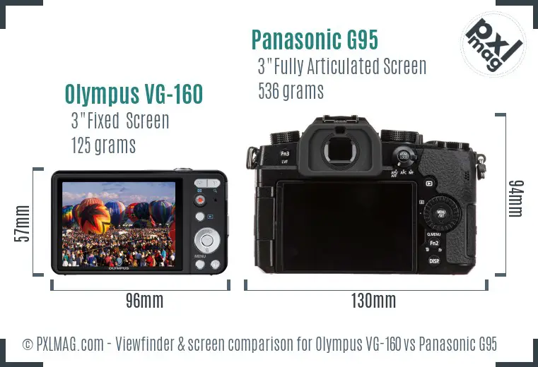 Olympus VG-160 vs Panasonic G95 Screen and Viewfinder comparison