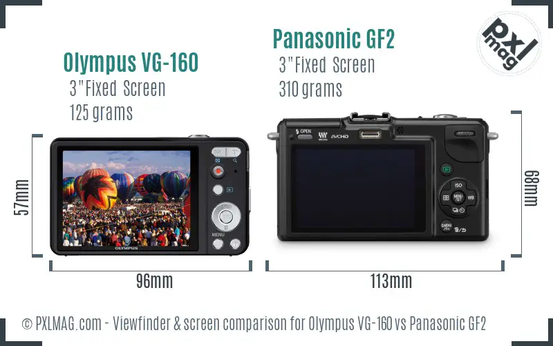 Olympus VG-160 vs Panasonic GF2 Screen and Viewfinder comparison