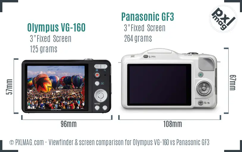 Olympus VG-160 vs Panasonic GF3 Screen and Viewfinder comparison