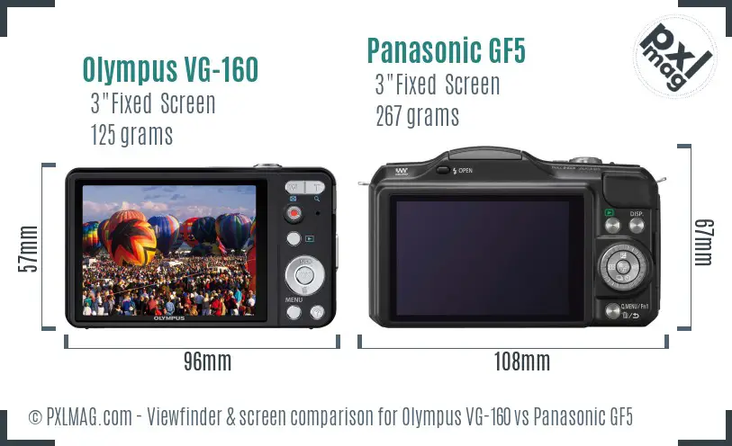 Olympus VG-160 vs Panasonic GF5 Screen and Viewfinder comparison Olympus VG-160 vs Panasonic GF5 Screen and Viewfinder comparison