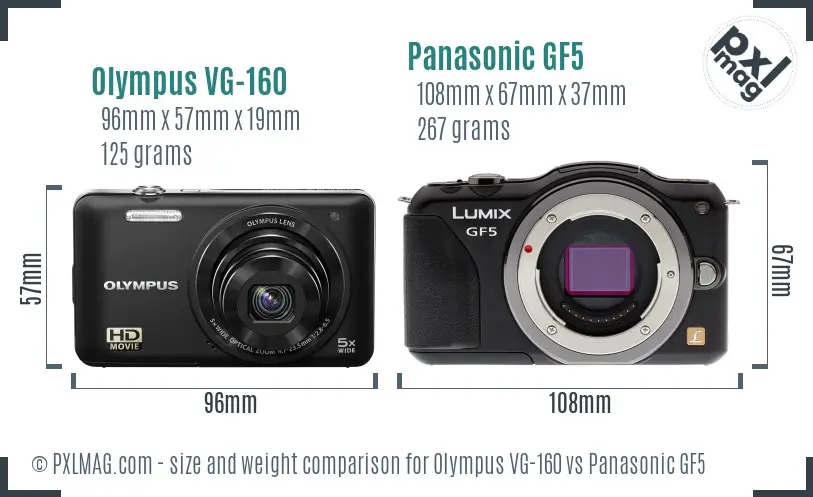 Olympus VG-160 vs Panasonic GF5 size comparison Olympus VG-160 vs Panasonic GF5 size comparison