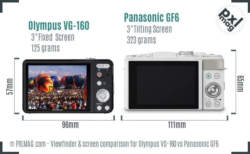 Olympus VG-160 vs Panasonic GF6 Screen and Viewfinder comparison
