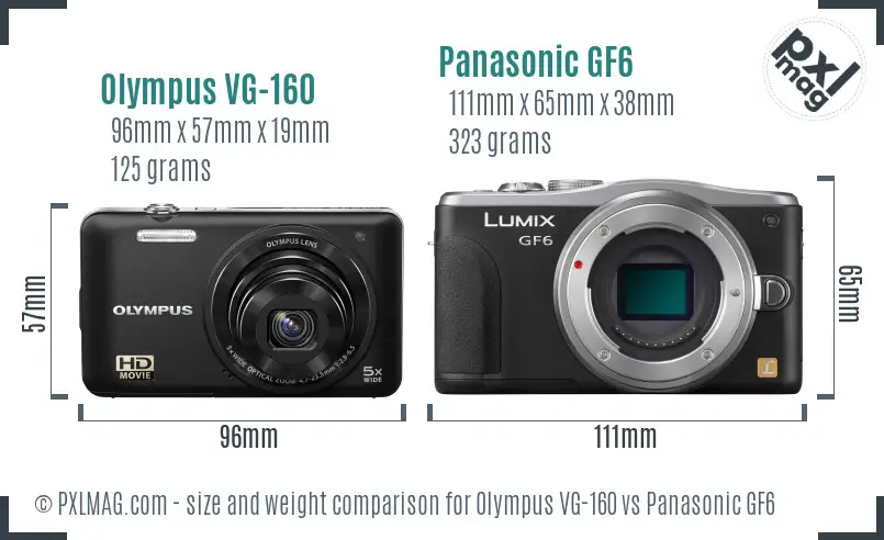 Olympus VG-160 vs Panasonic GF6 size comparison