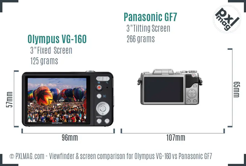 Olympus VG-160 vs Panasonic GF7 Screen and Viewfinder comparison Olympus VG-160 vs Panasonic GF7 Screen and Viewfinder comparison