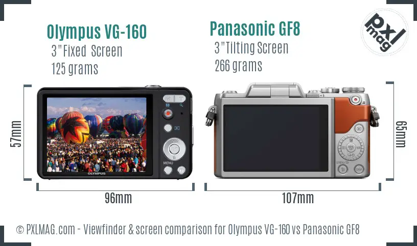Olympus VG-160 vs Panasonic GF8 Screen and Viewfinder comparison Olympus VG-160 vs Panasonic GF8 Screen and Viewfinder comparison