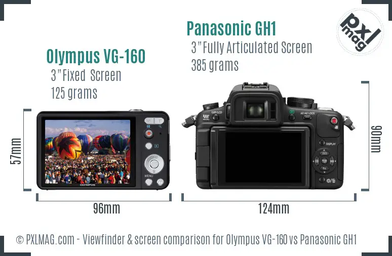 Olympus VG-160 vs Panasonic GH1 Screen and Viewfinder comparison