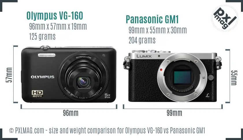 Olympus VG-160 vs Panasonic GM1 size comparison Olympus VG-160 vs Panasonic GM1 size comparison