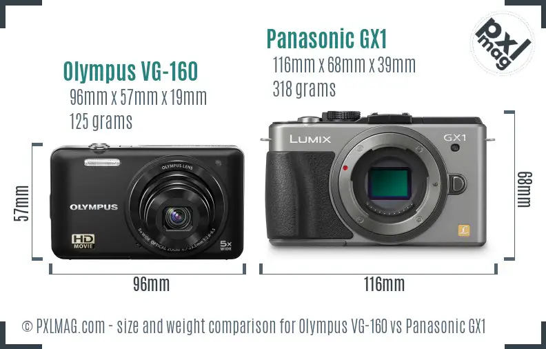 Olympus VG-160 vs Panasonic GX1 size comparison