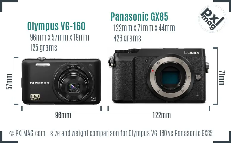 Olympus VG-160 vs Panasonic GX85 size comparison