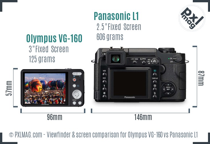 Olympus VG-160 vs Panasonic L1 Screen and Viewfinder comparison