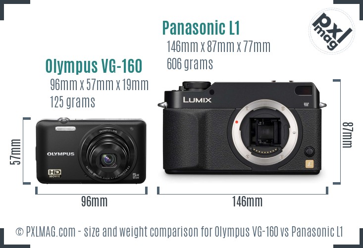 Olympus VG-160 vs Panasonic L1 size comparison Olympus VG-160 vs Panasonic L1 size comparison